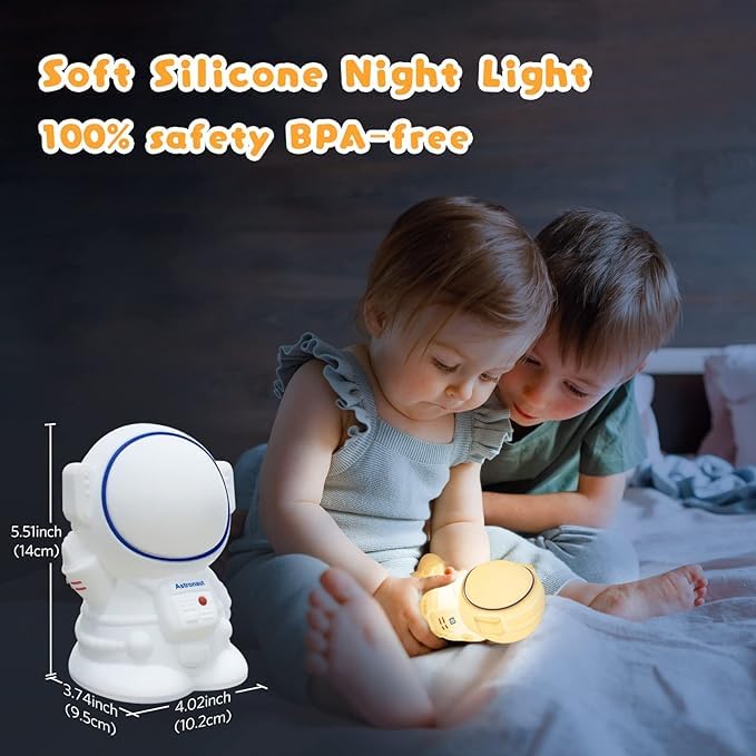 Cute Astronaut Silicone Night Lamp – 16-Color LED Light for Kids Room