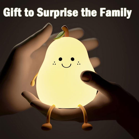 Cute Pear Silicone Lamp – Color-Changing Night Light for Kids’ Room