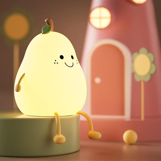 Cute Pear Silicone Lamp – Color-Changing Night Light for Kids’ Room