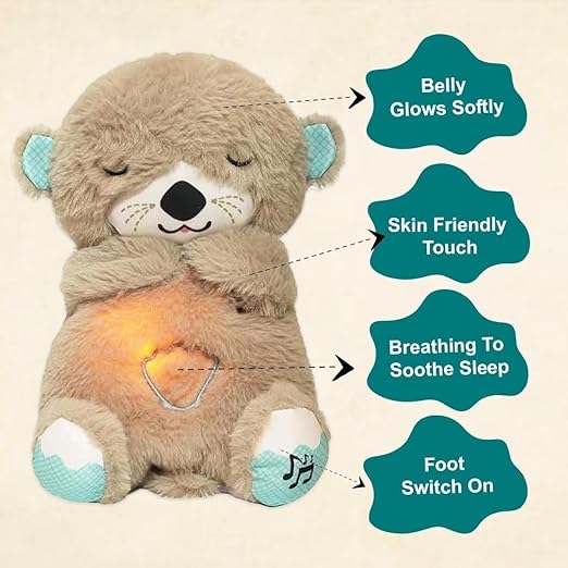Breathing Plush Otter – Glowing Musical Sleep Toy for Babies & Kids