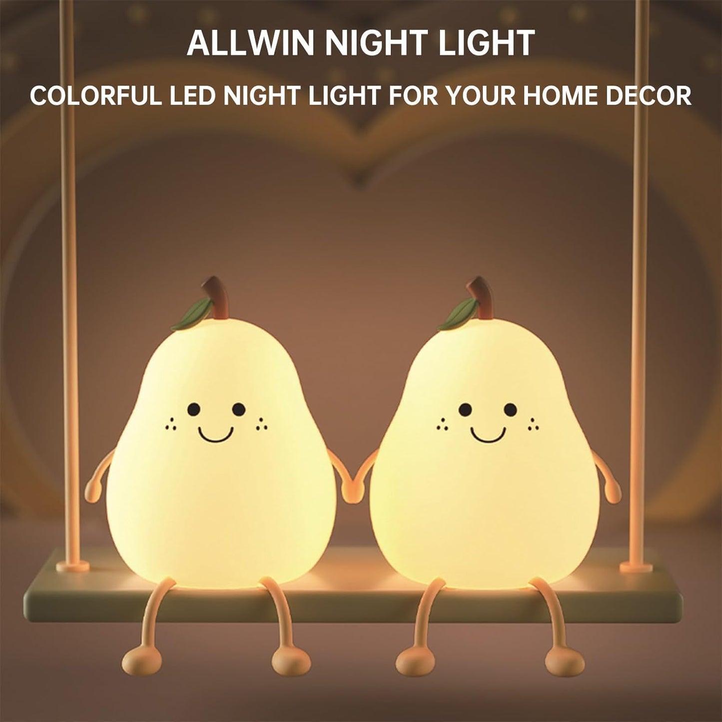 Cute Pear Silicone Lamp – Color-Changing Night Light for Kids’ Room