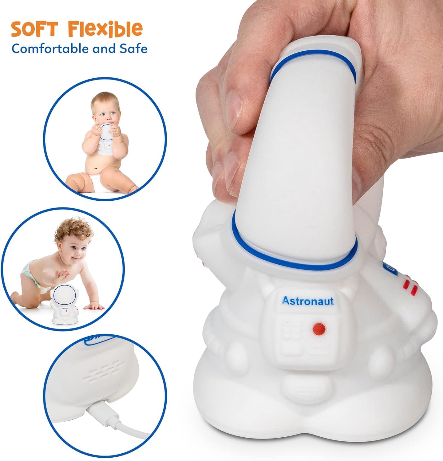 Cute Astronaut Silicone Night Lamp – 16-Color LED Light for Kids Room