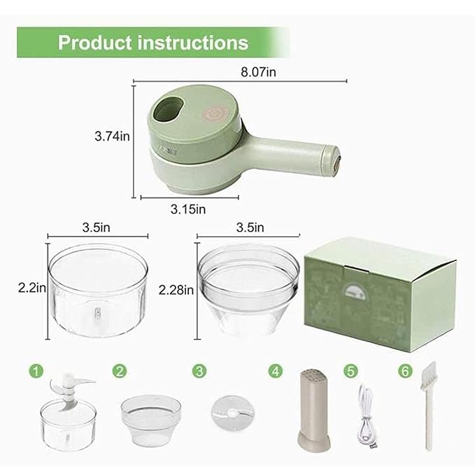 4-in-1 Handheld Electric Vegetable Cutter & Mini Food Chopper