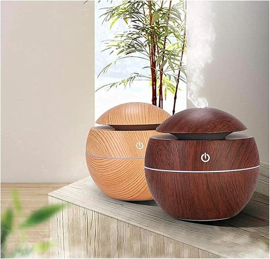 Wooden Cool Mist Humidifier – Essential Oil Diffuser with Colorful Lights