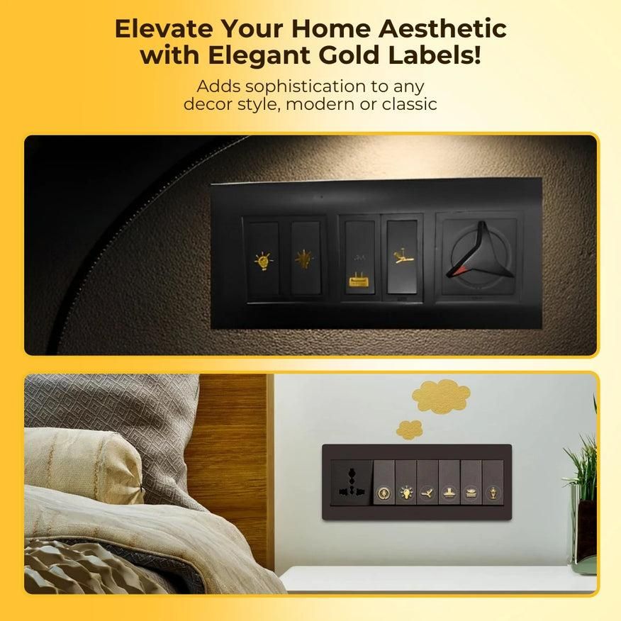 Gold Switch Stickers – Functional & Stylish Wall Labels