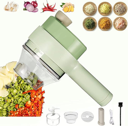 4-in-1 Handheld Electric Vegetable Cutter & Mini Food Chopper
