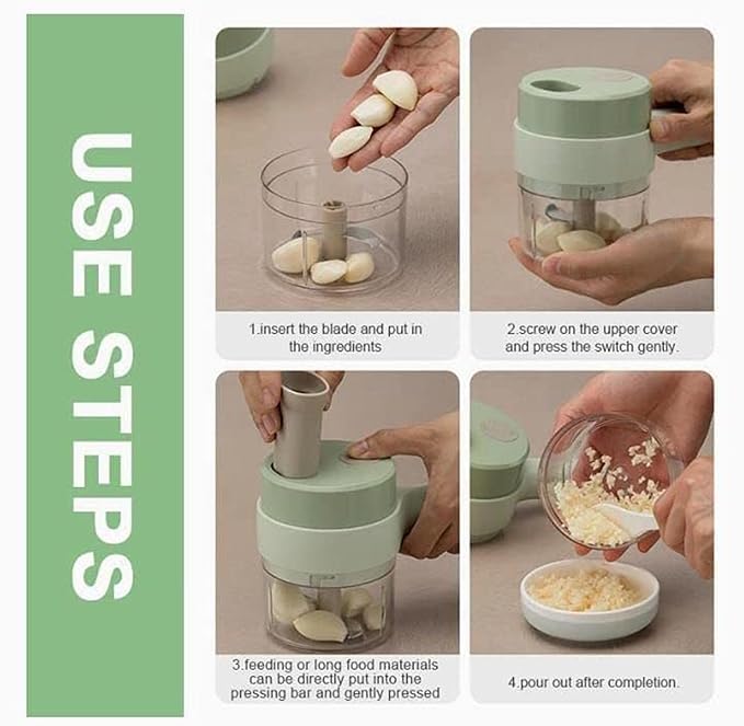 4-in-1 Handheld Electric Vegetable Cutter & Mini Food Chopper
