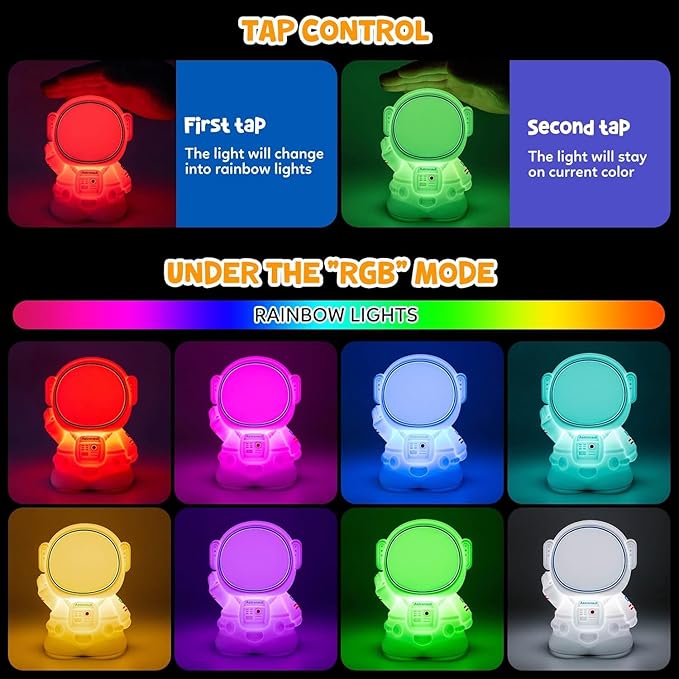 Cute Astronaut Silicone Night Lamp – 16-Color LED Light for Kids Room