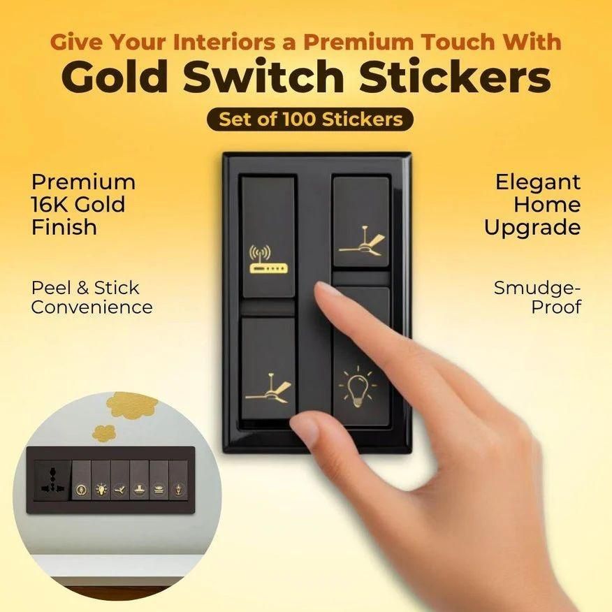 Gold Switch Stickers – Functional &amp; Stylish Wall Labels