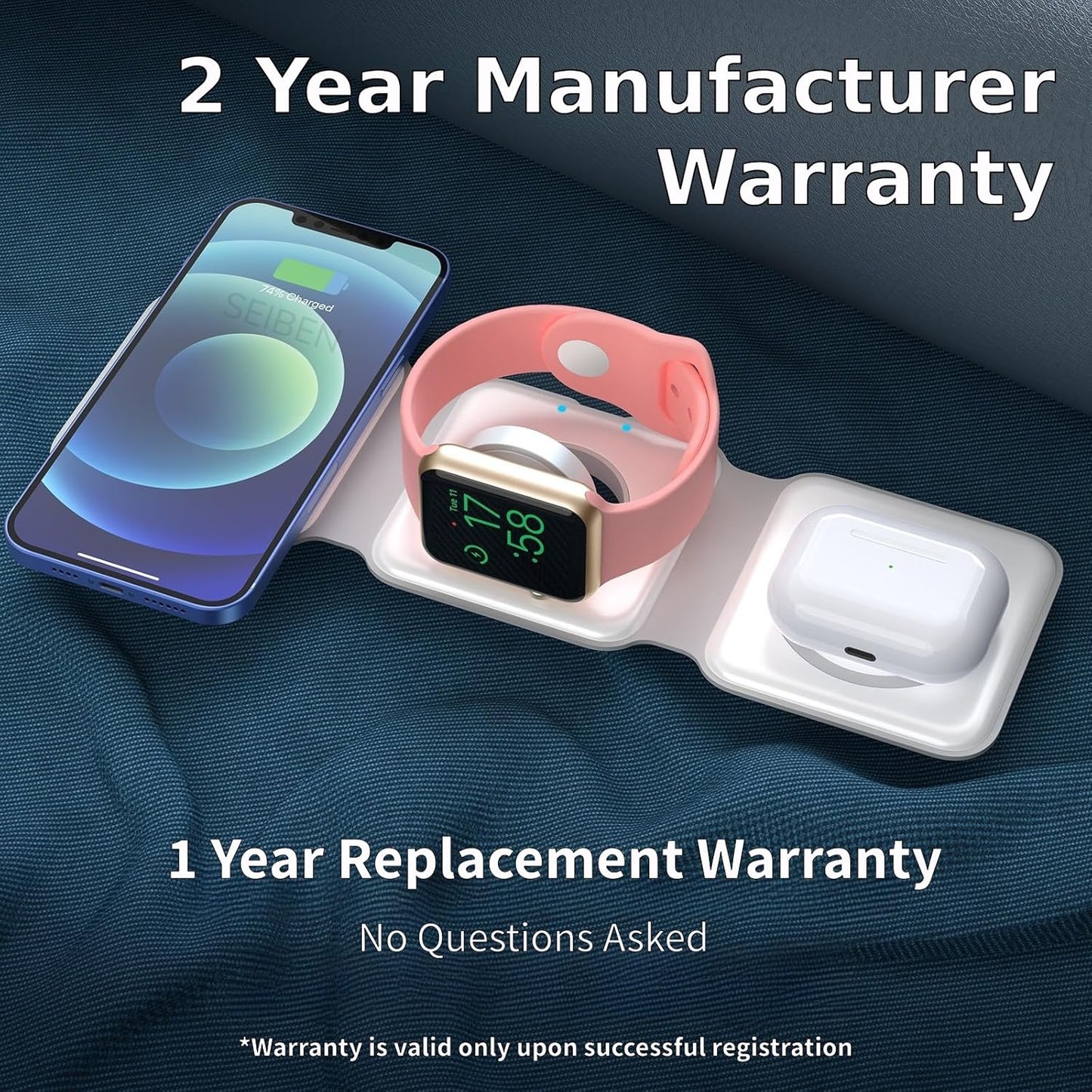 3 in 1 Magnetic Foldable MagSafe Wireless Charger – For iPhone 12 to 17 Series