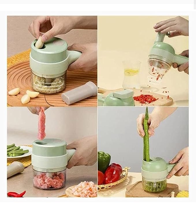 4-in-1 Handheld Electric Vegetable Cutter & Mini Food Chopper